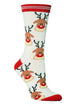 Color Mid Tube Cotton Socks with Cute reindeer embroider Christmas