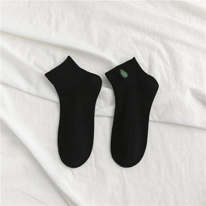 Women Solid Avocado Embroidery Casual Socks