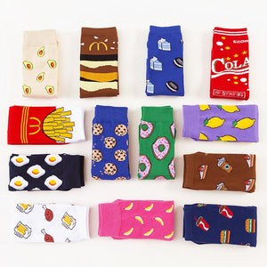 Cotton Women's Socks - Fruits Food Happy Socks