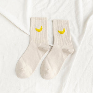 Cartoon fruit - watermelon, lemon, strawberry, banana, avocado street socks for women