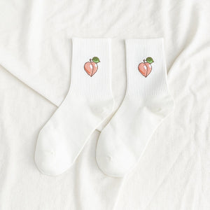 Cartoon fruit - watermelon, lemon, strawberry, banana, avocado street socks for women