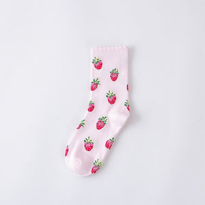 Cartoon fruit - watermelon, lemon, strawberry, banana, avocado street socks for women