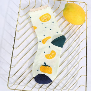 Cartoon fruit - watermelon, lemon, strawberry, banana, avocado street socks for women