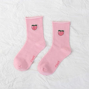 Cartoon fruit - watermelon, lemon, strawberry, banana, avocado street socks for women