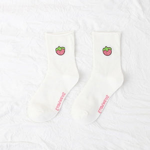 Cartoon fruit - watermelon, lemon, strawberry, banana, avocado street socks for women